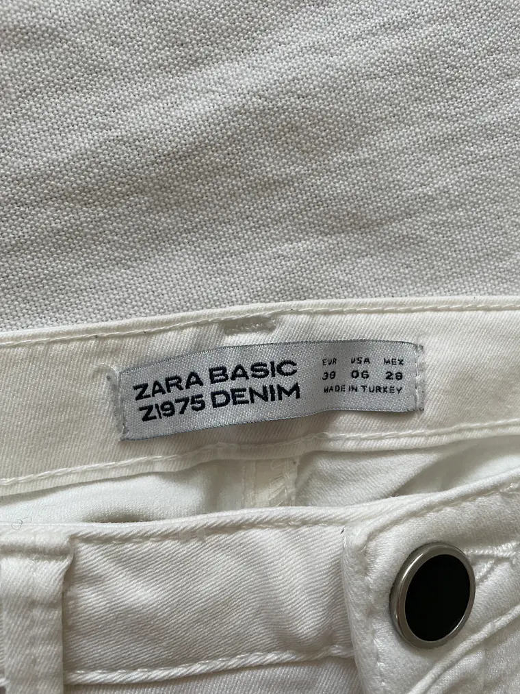 Pantalón Blanco Zara Talla 38 Slim Cremalleras Detalles Rodilla 9