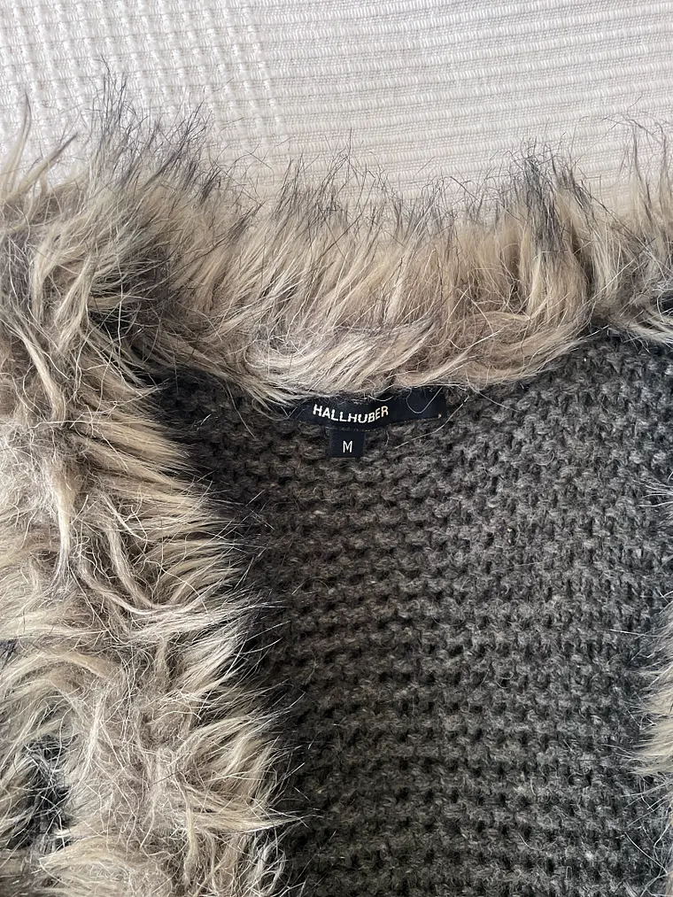 Chaleco Gris Hallhuber M Lana y Pelo Grey Wool Vest Luxury Knit 3