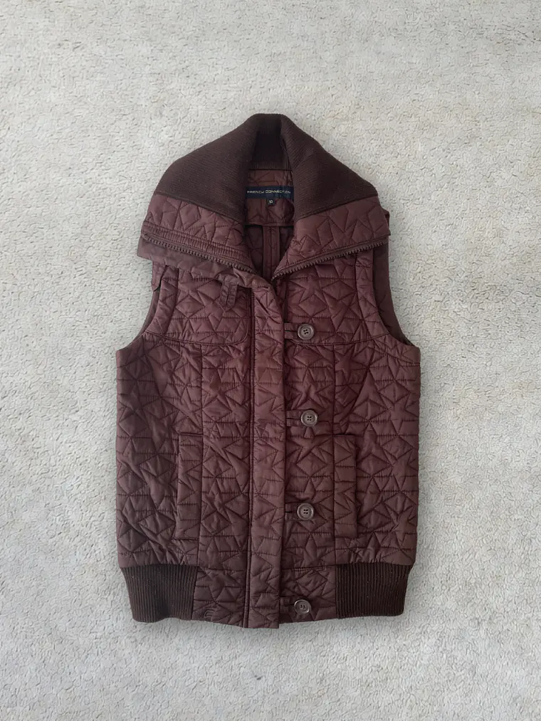 Chaleco Burdeos French Connection S Talla 10 Bordeau Puffer Vest 1