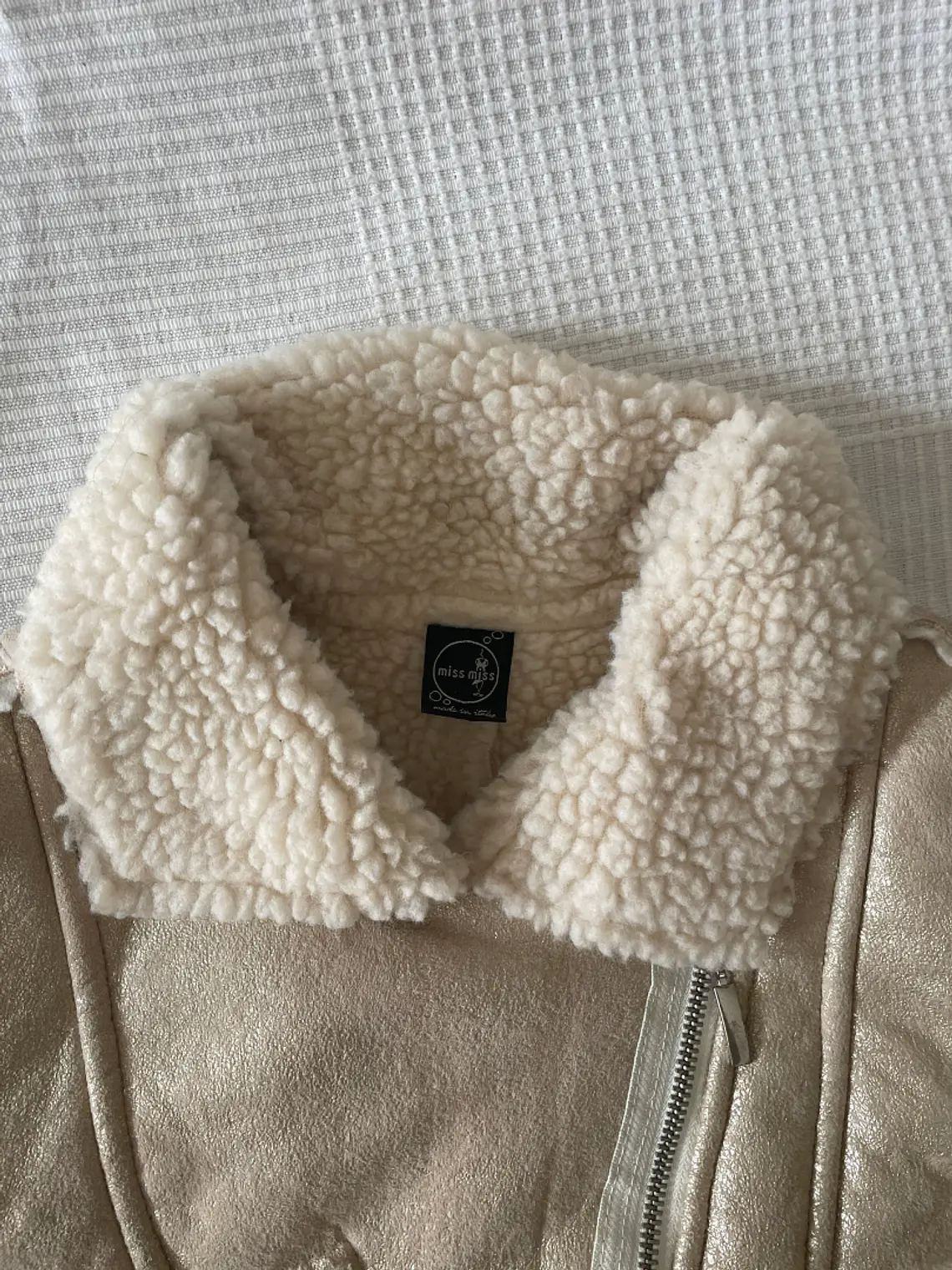 Chaqueta Corderito Miss Miss S Beige Brillante Borreguito TG S Italy 3
