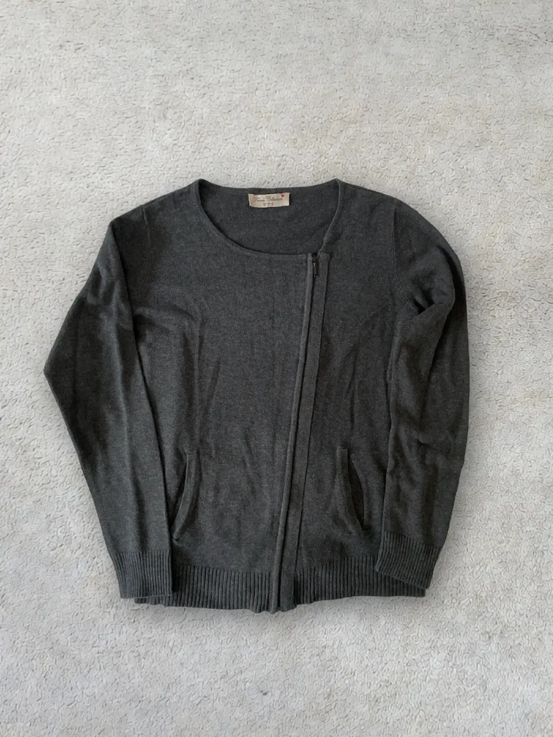 Jersey Gris French Connection L Cremallera Diagonal Grey Zip Sweater 1