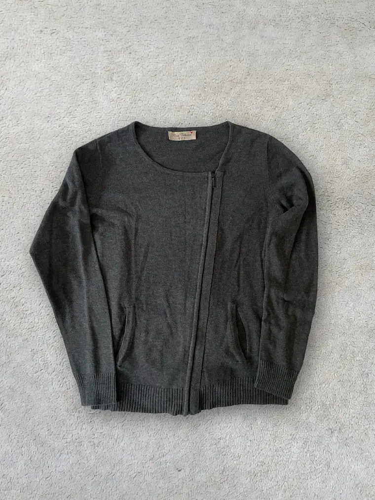 Jersey Gris French Connection L Cremallera Diagonal Grey Zip Sweater 1