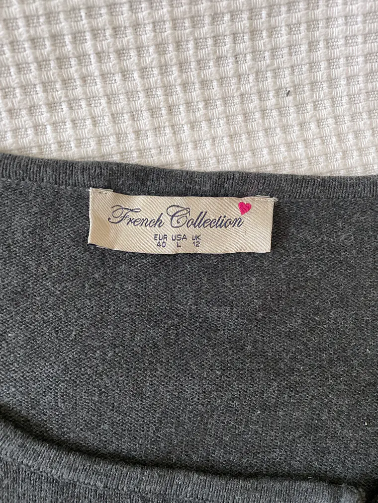 Jersey Gris French Connection L Cremallera Diagonal Grey Zip Sweater 3