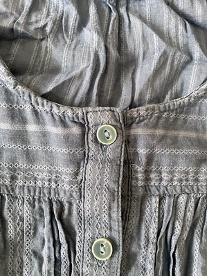 Blusa Larga Esprit M Celeste Con Botones y Volantes Talla 38 Blue Top