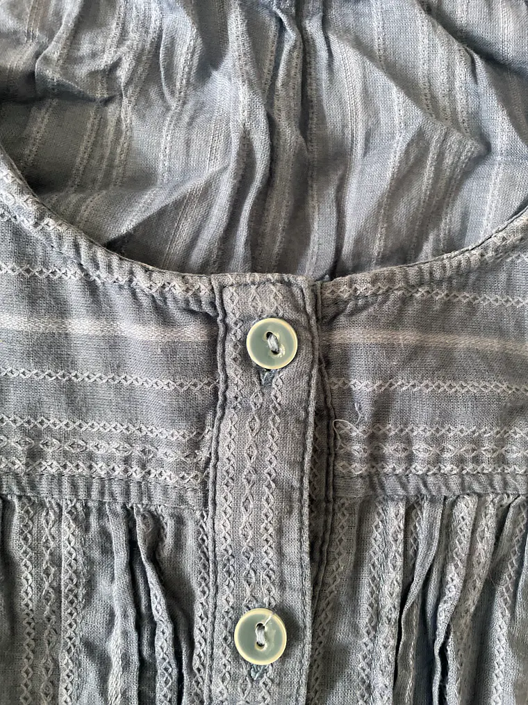 Blusa Larga Esprit M Celeste Con Botones y Volantes Talla 38 Blue Top 2