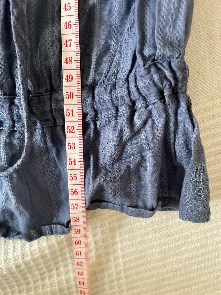 Blusa Larga Esprit M Celeste Con Botones y Volantes Talla 38 Blue Top 4