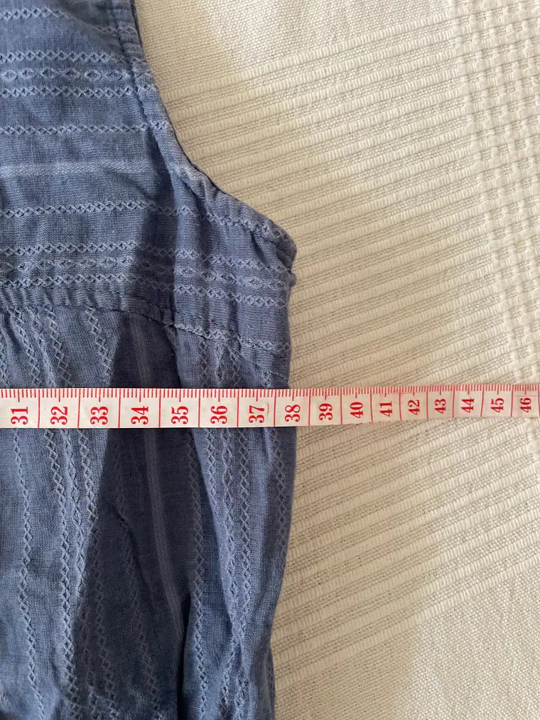 Blusa Larga Esprit M Celeste Con Botones y Volantes Talla 38 Blue Top 5