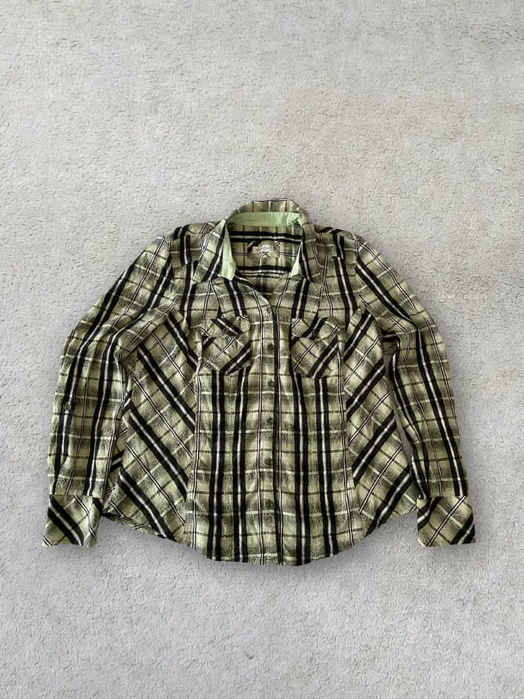 Camisa Verde Agua Bonita XL Talla 44 Rayas Negras Oversized Shirt 1