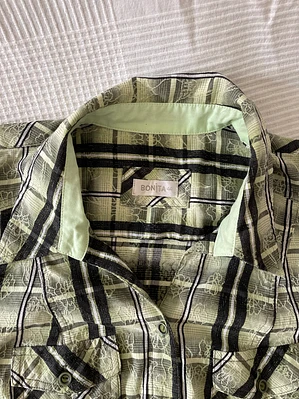 Camisa Verde Agua Bonita XL Talla 44 Rayas Negras Oversized Shirt