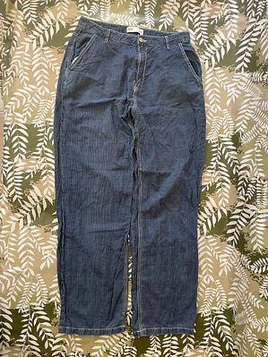 Pantalón JDY XL Azul Rayas Blancas 100% Algodón Pinstripe Retro