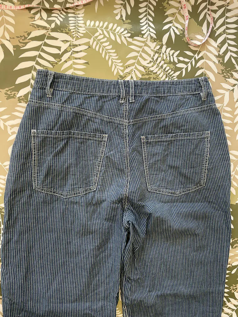 Pantalón JDY XL Azul Rayas Blancas 100% Algodón Pinstripe Retro 3