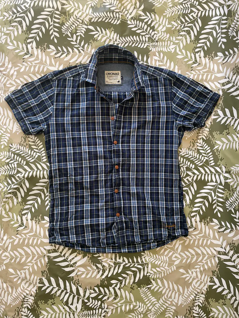 Camisa Jack & Jones M Manga Corta Pattern Azul Retro Summer Tee 1