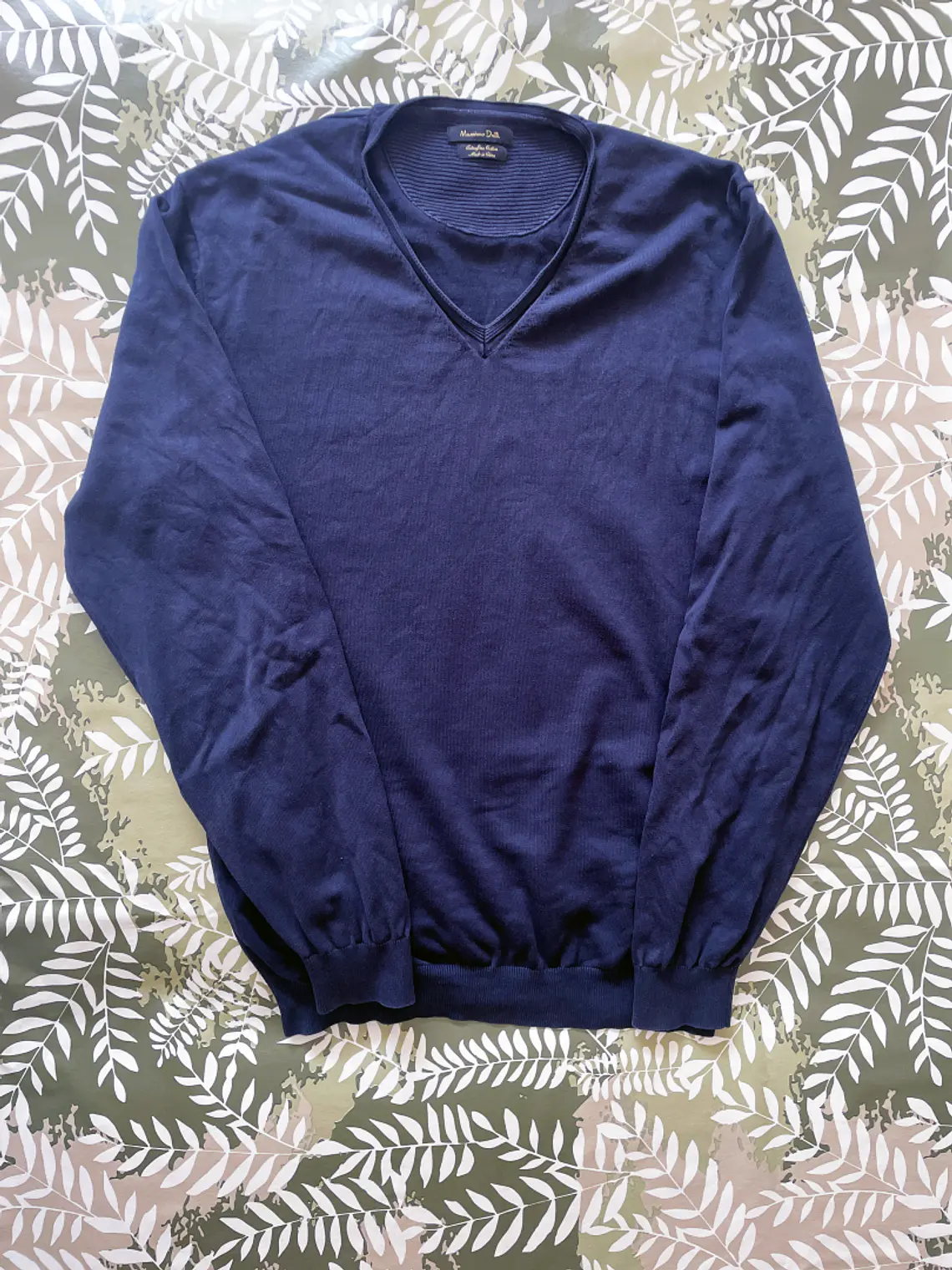 Sudadera Massimo Dutti M Azul Extrafine Cotton V-Neck Luxury 1