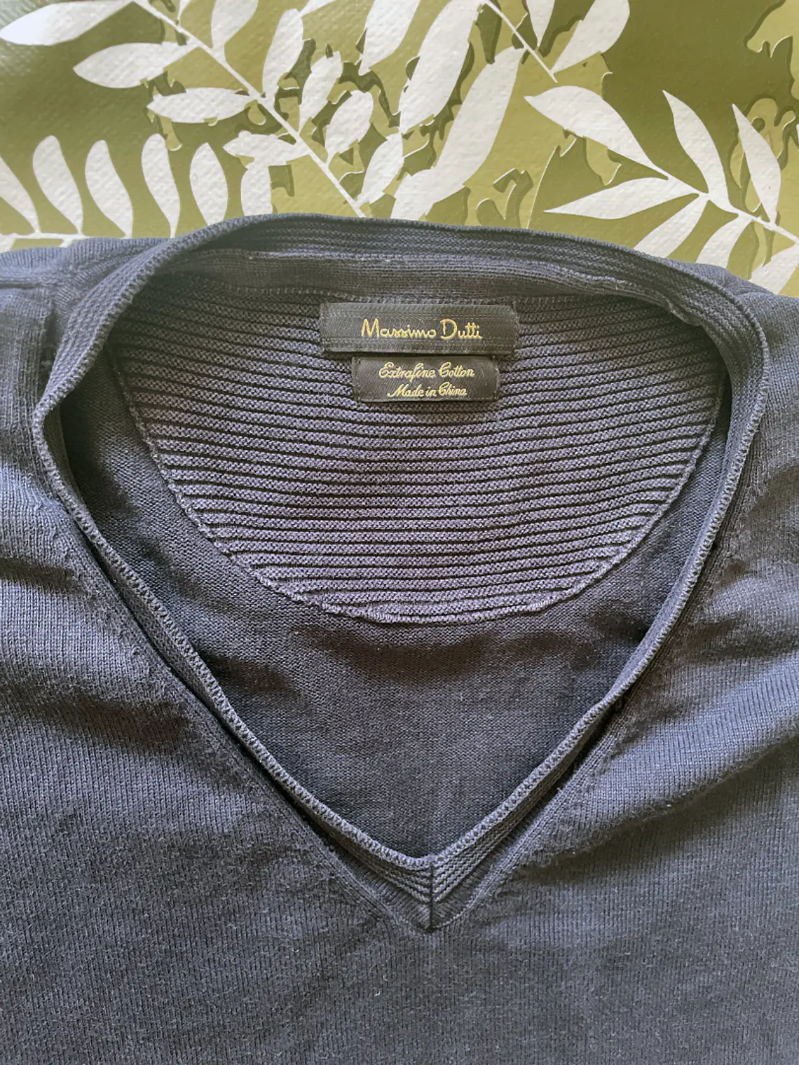 Sudadera Massimo Dutti M Azul Extrafine Cotton V-Neck Luxury 2