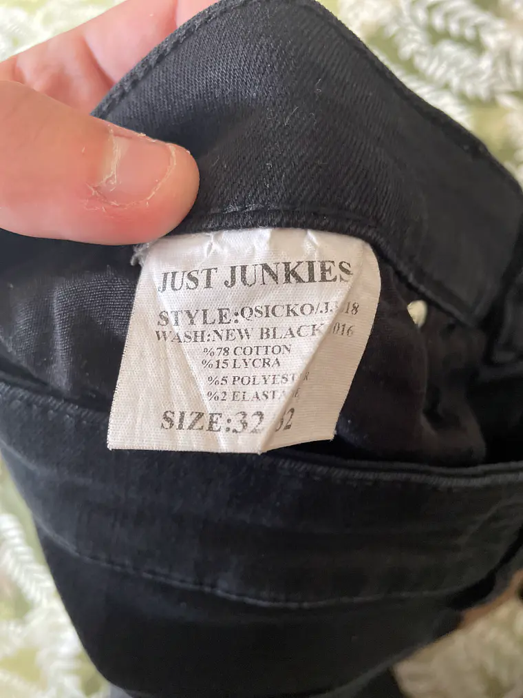 Jean Just Junkies S Talla 38/40 Negro Super Slim Flex Y2K 6