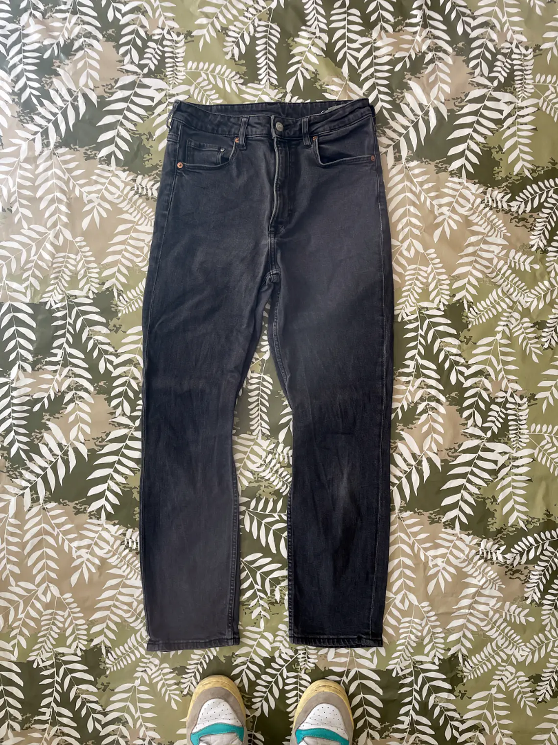 Jean Gris Vintage Slim Talla XS 34/36 Denim Retro Grunge Style 1