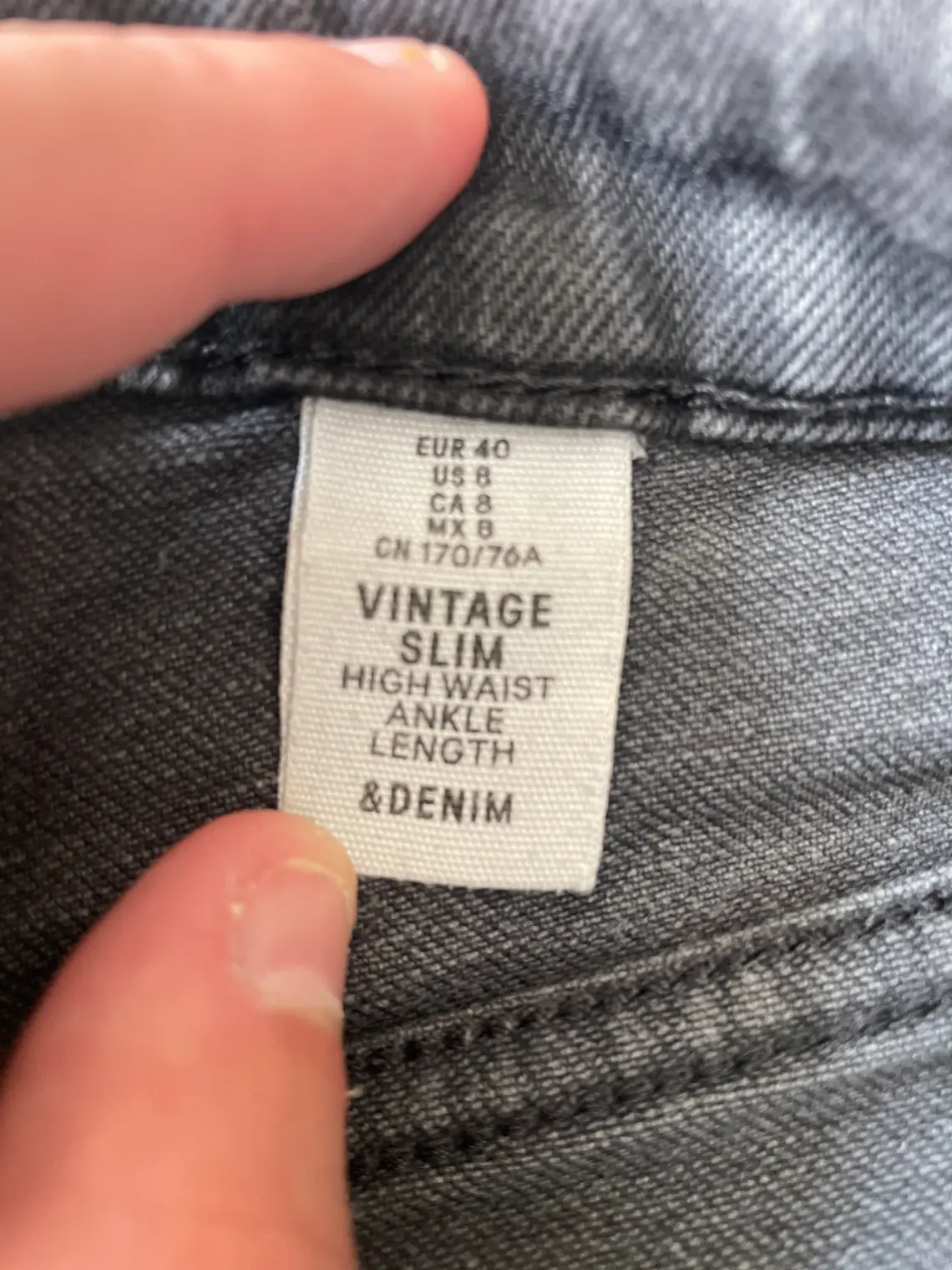 Jean Gris Vintage Slim Talla XS 34/36 Denim Retro Grunge Style 3