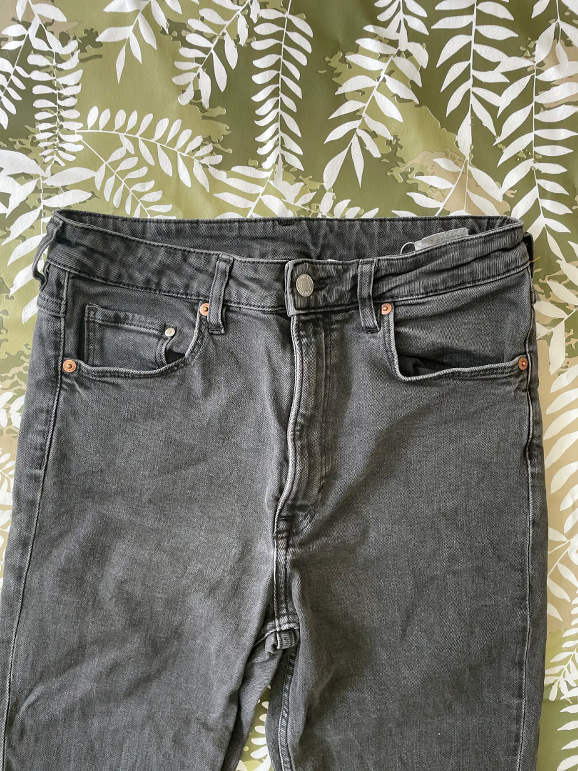 Jean Gris Vintage Slim Talla XS 34/36 Denim Retro Grunge Style 7