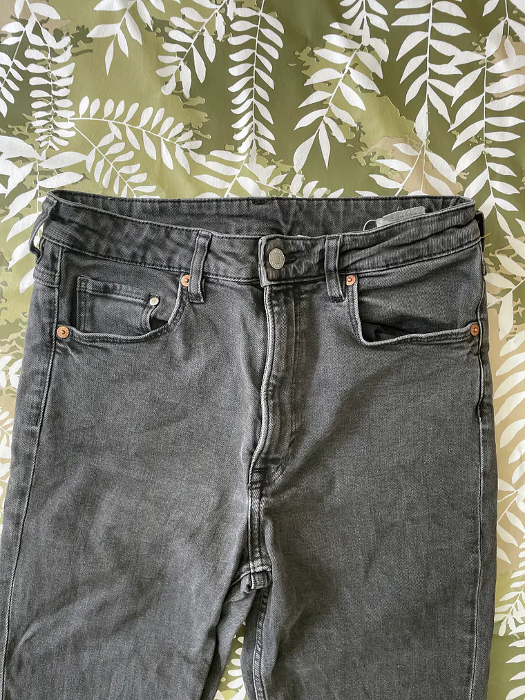 Jean Gris Vintage Slim Talla XS 34/36 Denim Retro Grunge Style 7