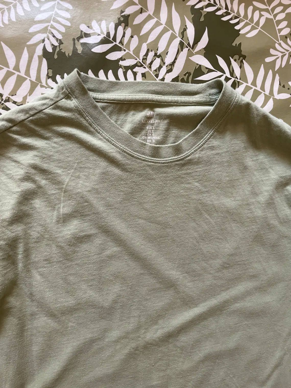 Camiseta Verde Suave H&M XL Manga Larga Relaxed Fit Basic 1