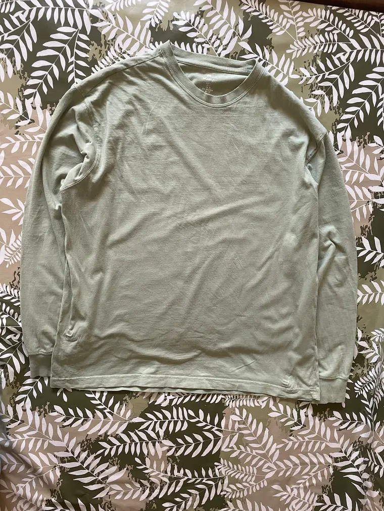 Camiseta Verde Suave H&M XL Manga Larga Relaxed Fit Basic 2