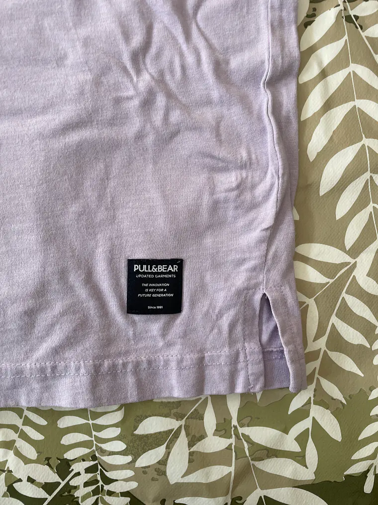 Camiseta Lila Pull & Bear L Oversized Pastel Retro Streetwear 2