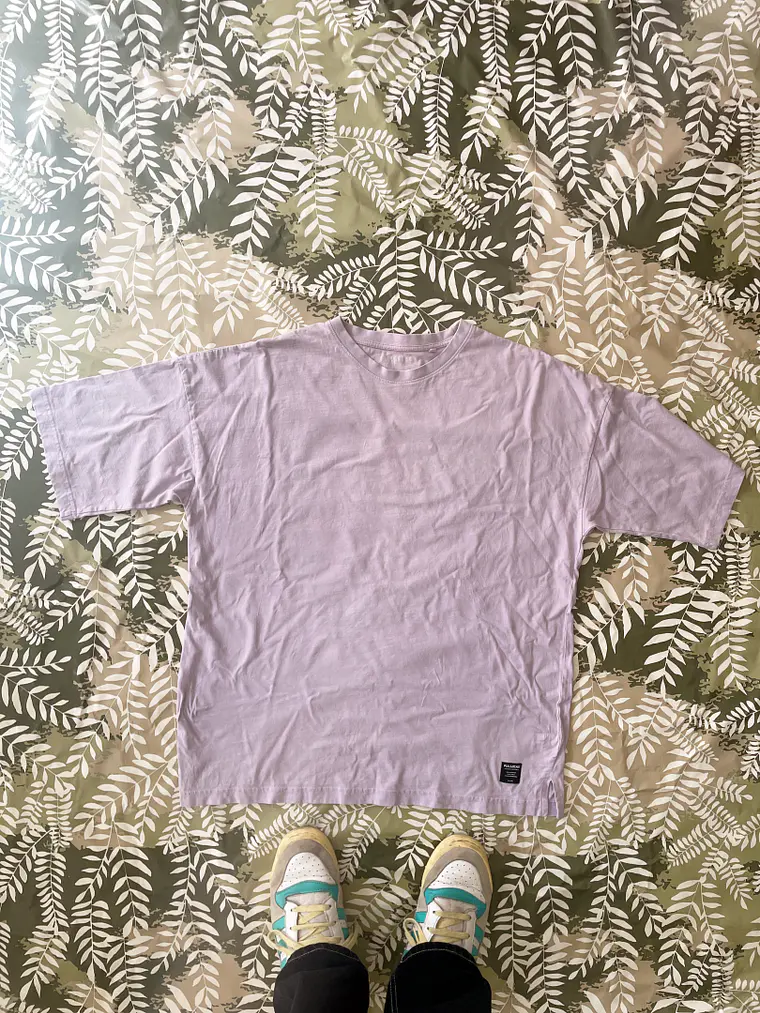 Camiseta Lila Pull & Bear L Oversized Pastel Retro Streetwear 1