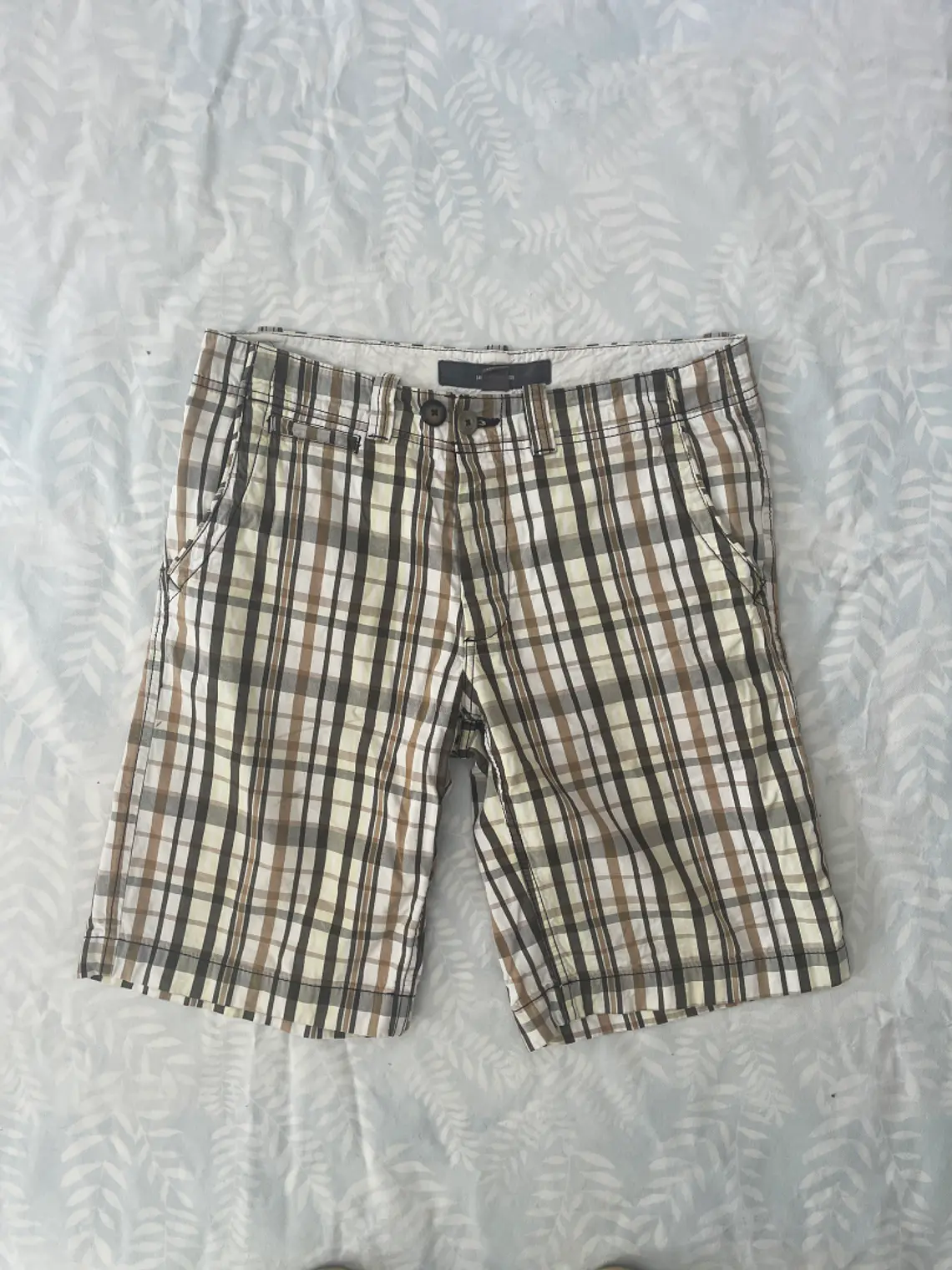 Short L.O.G.G. M Talla 32 Cuadros Verde Marrón Retro Casual 1