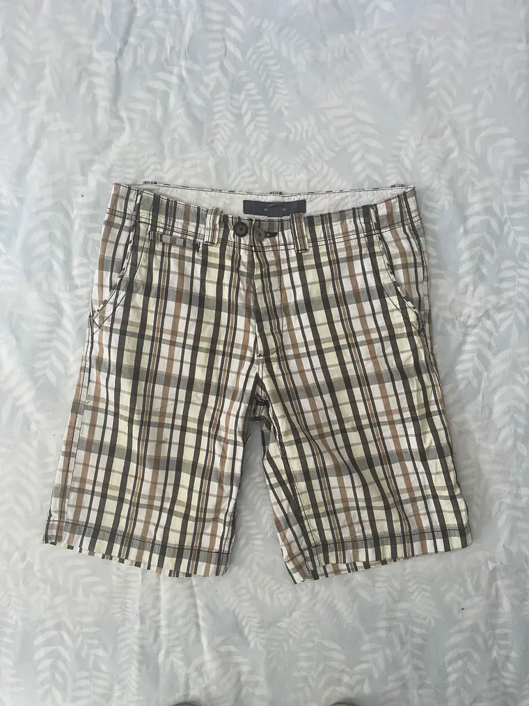 Short L.O.G.G. M Talla 32 Cuadros Verde Marrón Retro Casual 1