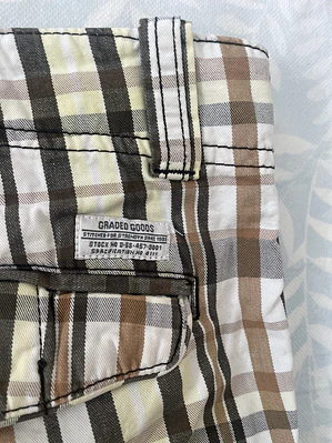Short L.O.G.G. M Talla 32 Cuadros Verde Marrón Retro Casual