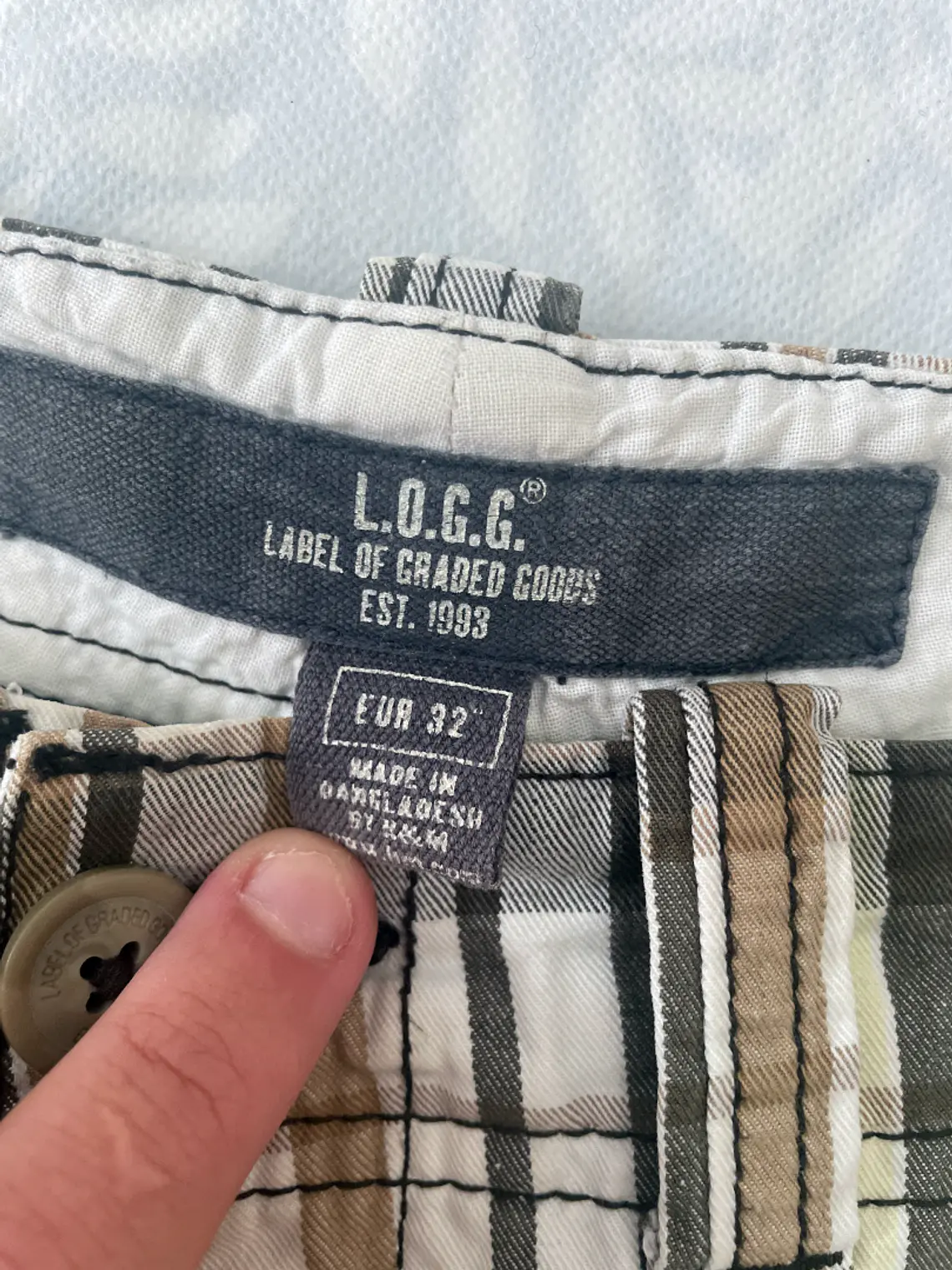 Short L.O.G.G. M Talla 32 Cuadros Verde Marrón Retro Casual 5