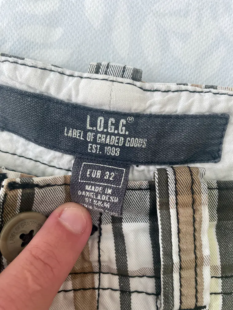 Short L.O.G.G. M Talla 32 Cuadros Verde Marrón Retro Casual 5