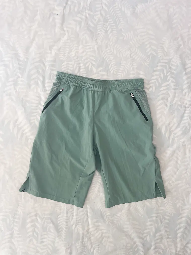 Short Decathlon S/M Turquesa Running Deporte Bolsillos Cierre 1