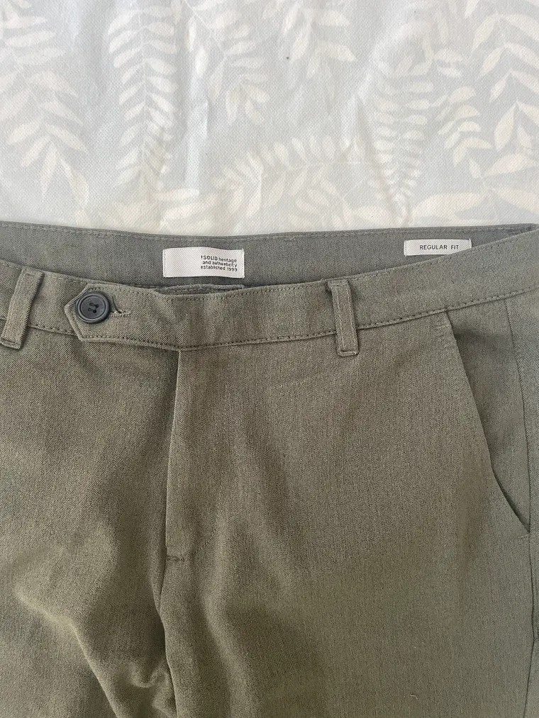 Pantalón Chino !SOLID XL Verde Marronado 34/32 Sastrería Casual 9