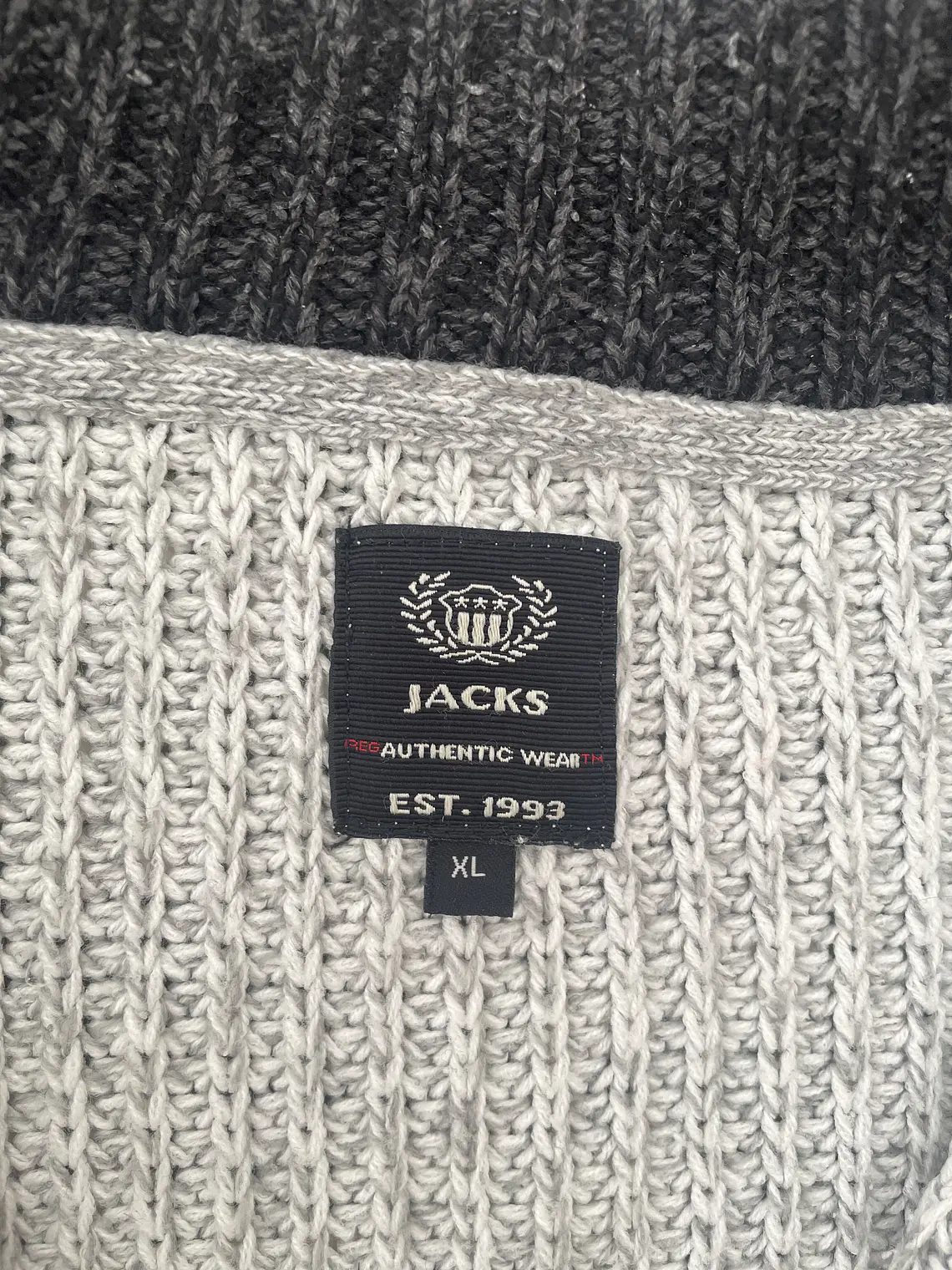 Chaqueta Punto Jacks XL Gris Cremallera Zip Est. 1993 Retro 5