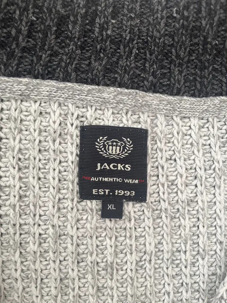 Chaqueta Punto Jacks XL Gris Cremallera Zip Est. 1993 Retro 5