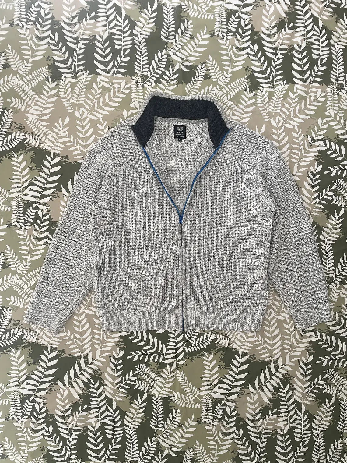 Chaqueta Punto Jacks XL Gris Cremallera Zip Est. 1993 Retro 1