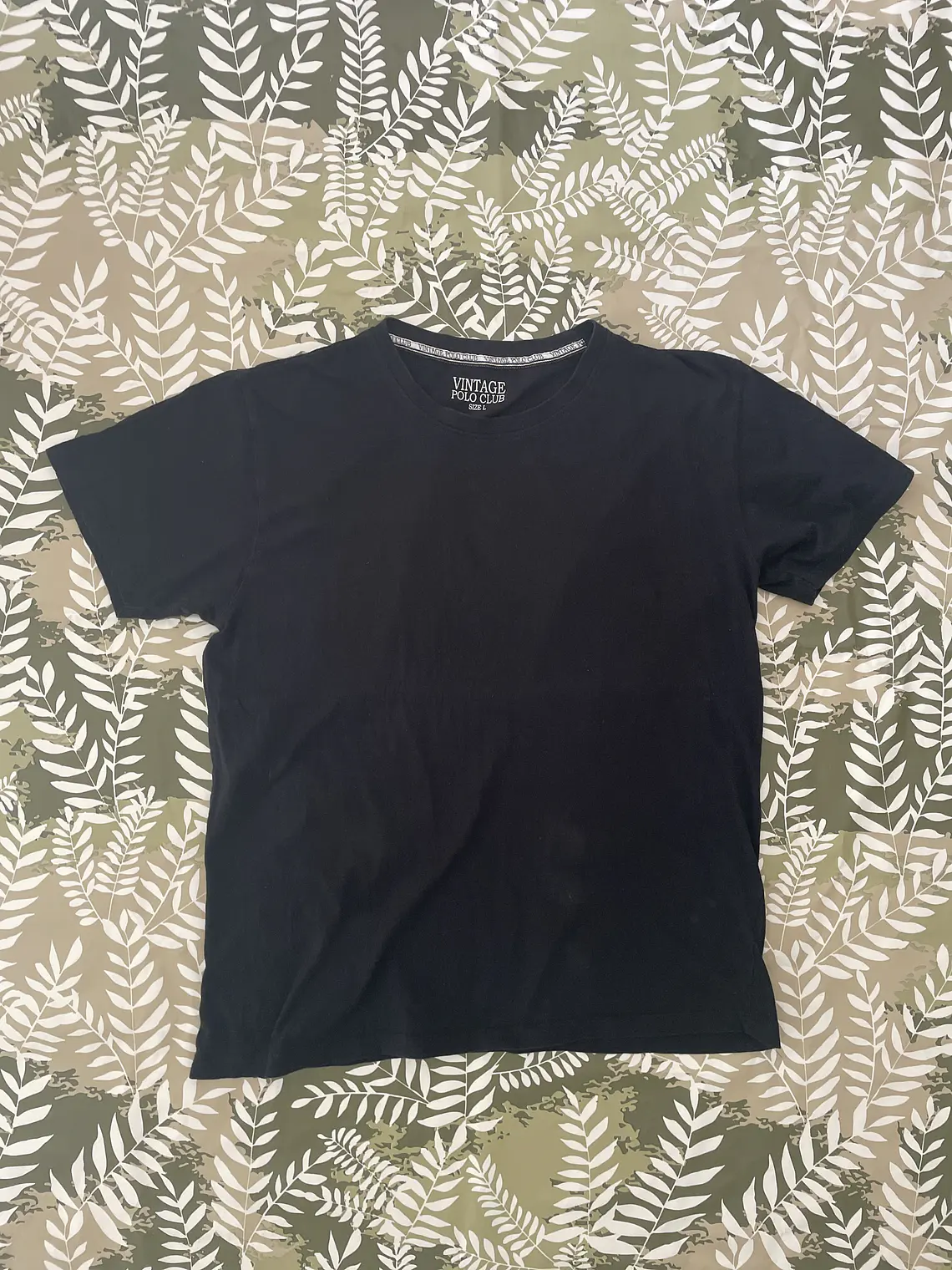 Camiseta Negra L Vintage Polo Club Detalle Cuello Minimalist 1