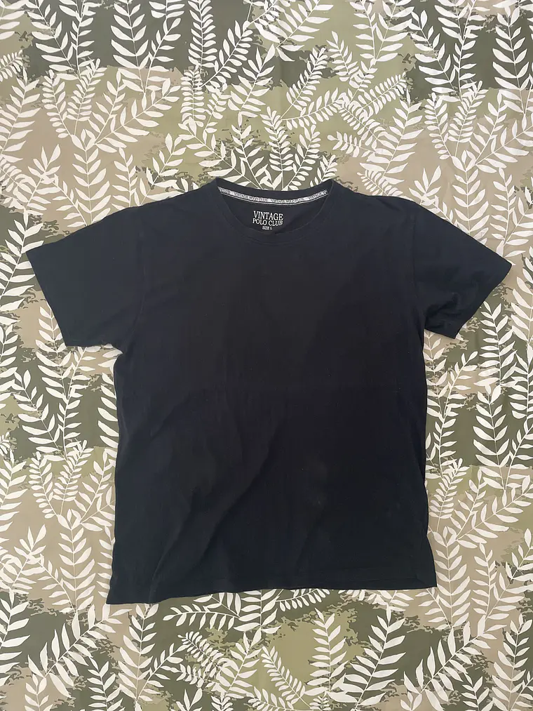 Camiseta Negra L Vintage Polo Club Detalle Cuello Minimalist 1