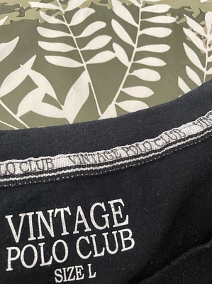 Camiseta Negra L Vintage Polo Club Detalle Cuello Minimalist