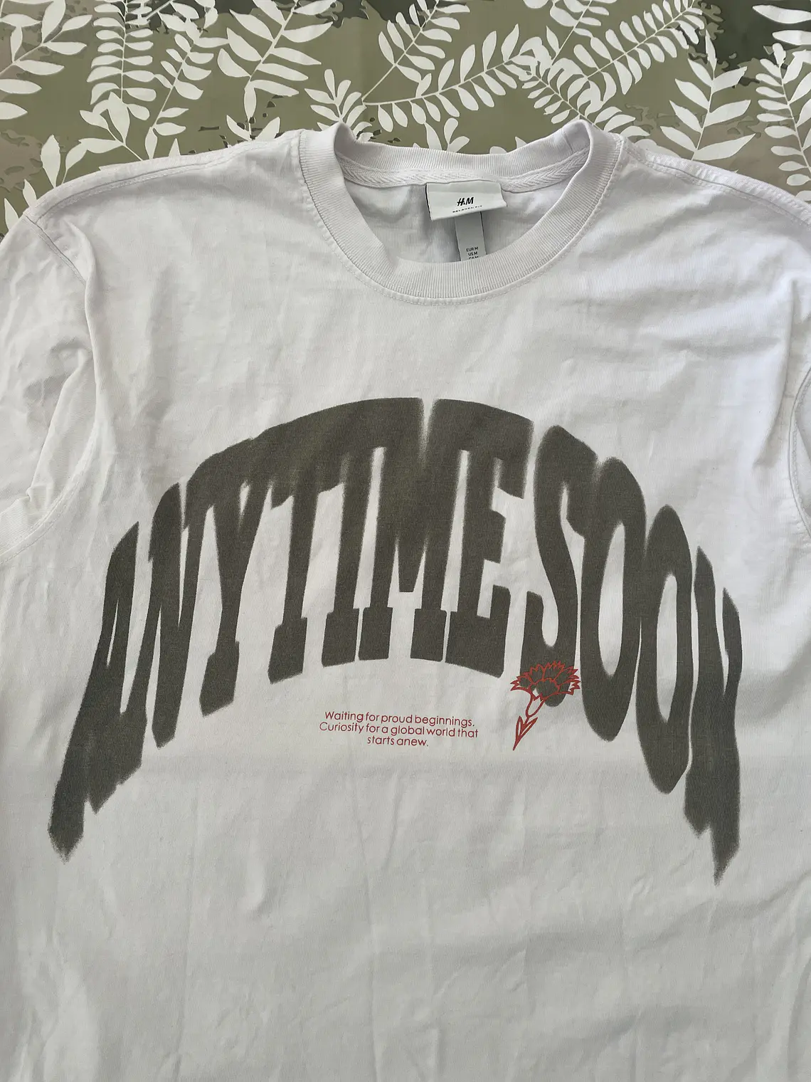 Camiseta Manga Larga H&M M Relaxed Any Time Soon White Tee 2