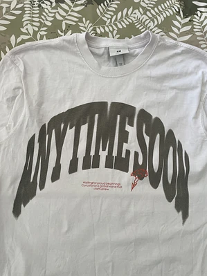 Camiseta Manga Larga H&M M Relaxed Any Time Soon White Tee