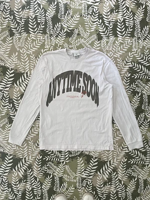 Camiseta Manga Larga H&M M Relaxed Any Time Soon White Tee