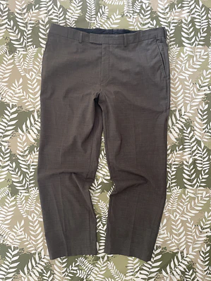 Pantalón Sastre 3XL 56 Marrón Grisáceo 100% Wool Lana Lujo