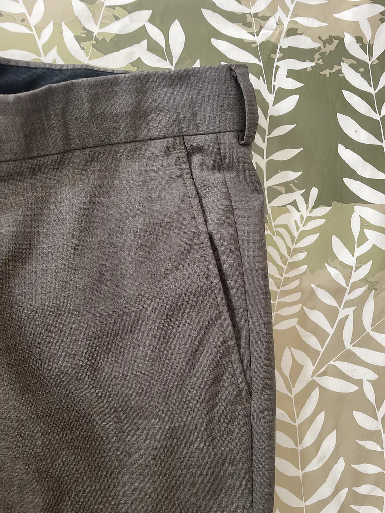 Pantalón Sastre 3XL 56 Marrón Grisáceo 100% Wool Lana Lujo 2