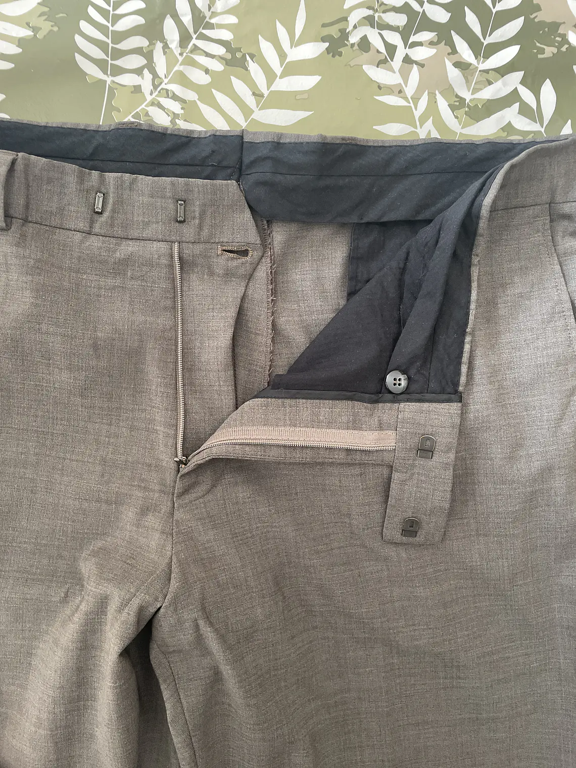 Pantalón Sastre 3XL 56 Marrón Grisáceo 100% Wool Lana Lujo 3