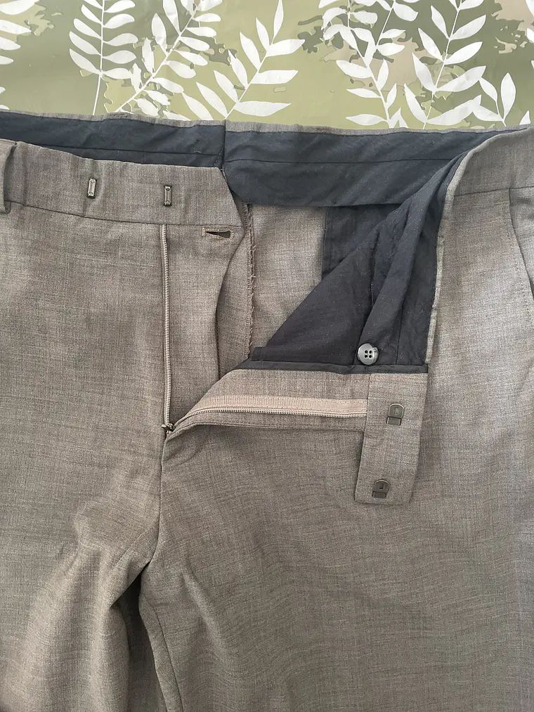 Pantalón Sastre 3XL 56 Marrón Grisáceo 100% Wool Lana Lujo 3