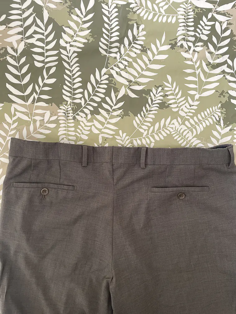 Pantalón Sastre 3XL 56 Marrón Grisáceo 100% Wool Lana Lujo 4