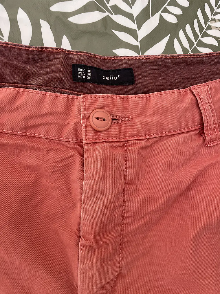 Short Chino Celio XL Talla 46 Naranja Ladrillo Summer Casual 4