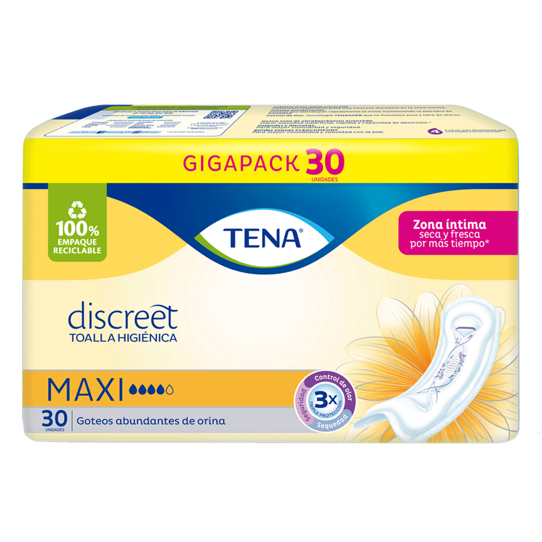 Tena Toalla Incontinencia Maxi 30 unidades | Máxima absorción  1